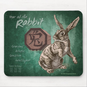 Year of the Rabbit Chinese Zodiac Art Mouse Mat