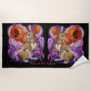 year of the Rabbit Chinese Zodiac Beach Towel