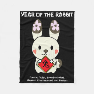 Year Of The Rabbit Chinese Zodiac Lunar New Year Fleece Blanket