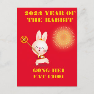 YEAR OF THE RABBIT HAPPY NEW YEAR CANTONESE POSTCARD