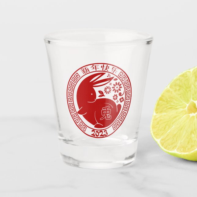 Year of the Rabbit Lunar New Year 2023 Traditional Shot Glass (Front)