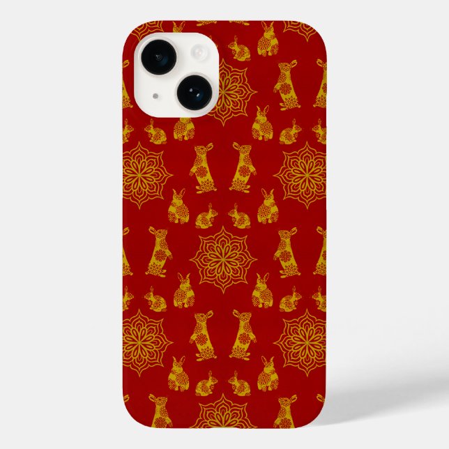 Year of the Rabbit Red and Gold Mandala Pattern Case-Mate iPhone Case (Back)