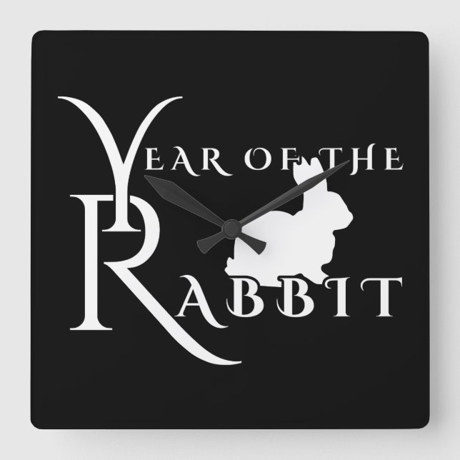 Year of the rabbit square wall clock (Front)