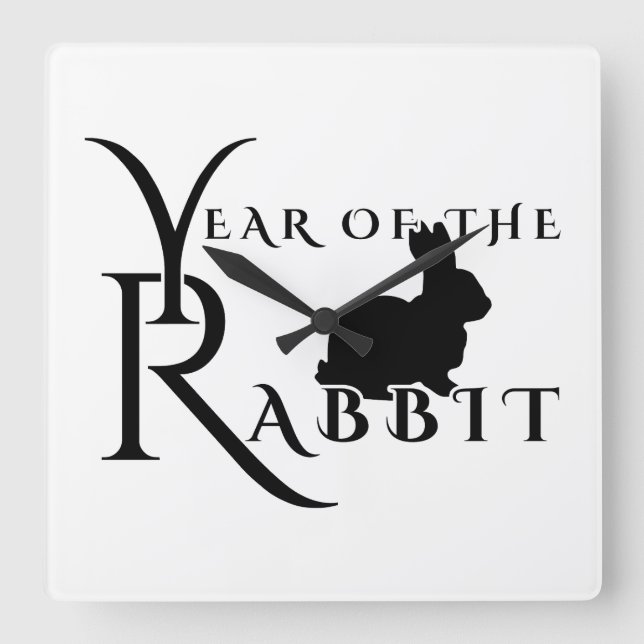 Year of the rabbit square wall clock (Front)