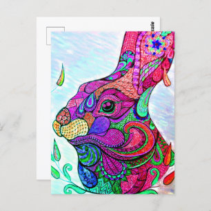 YEAR OF THE RABBIT ZODIAC    Colorbook Postcard