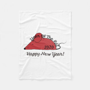 Year of the Rat 2020 Happy New Year Fleece Blanket