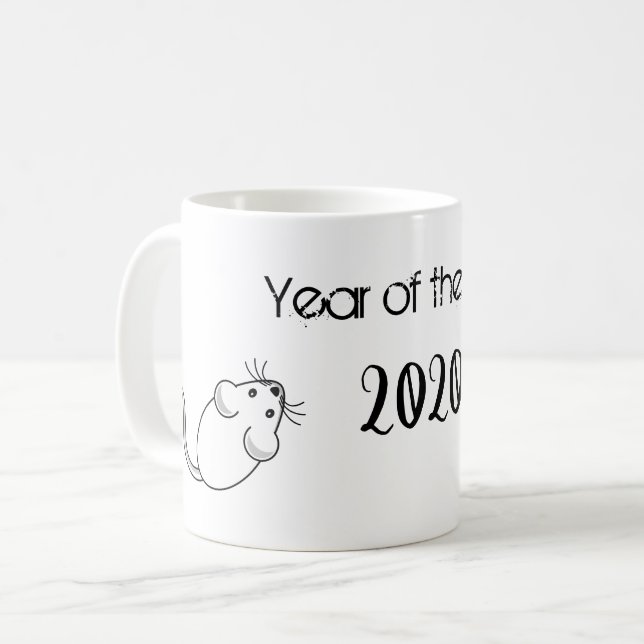Year of the Rat 2020 Mouse with Text Coffee Mug (Front Left)