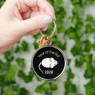 Year of the Rat 2020 Mouse with Text Key Ring