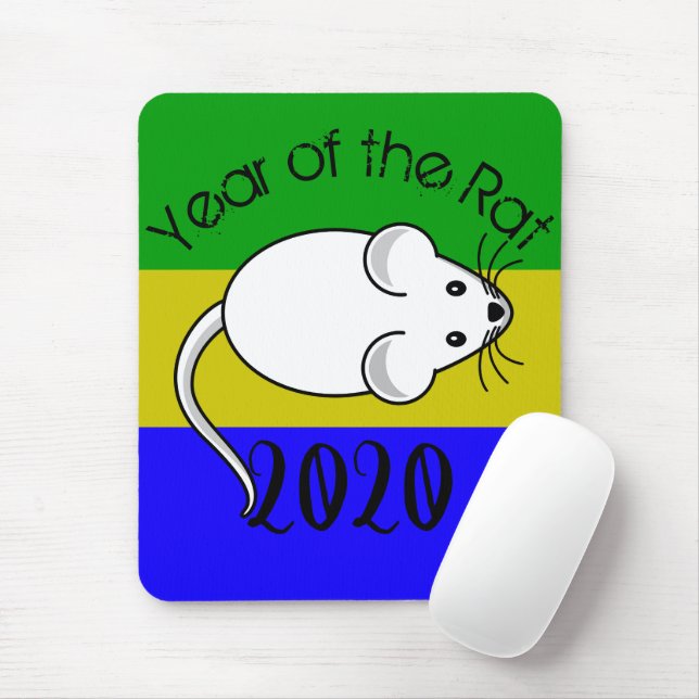 Year of the Rat 2020 Mouse with Text Mat (With Mouse)
