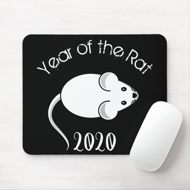 Year of the Rat 2020 Mouse with Text Mouse Mat (With Mouse)