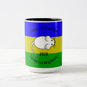 Year of the Rat 2020 Mouse with Text Two-Tone Coffee Mug
