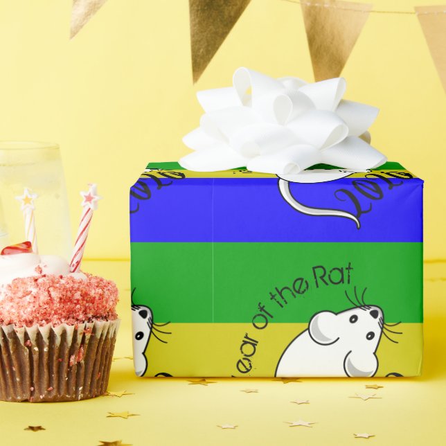 Year of the Rat 2020 Mouse with Text Wrapping Paper (Birthday Party)