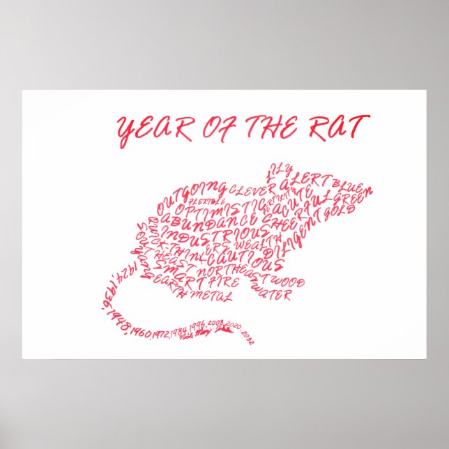 Year of the Rat Calligram Poster (Front)
