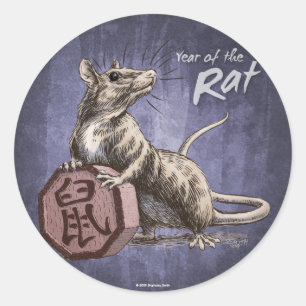 Year of the Rat Chinese Zodiac Art Classic Round Sticker