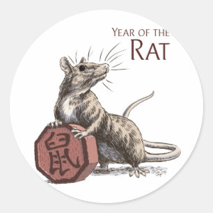 Year of the Rat Chinese Zodiac Art Classic Round Sticker