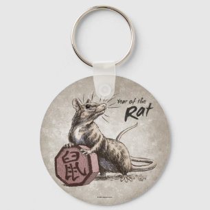 Year of the Rat Chinese Zodiac Art Key Ring
