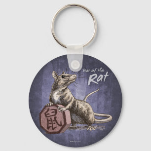 Year of the Rat Chinese Zodiac Art Key Ring