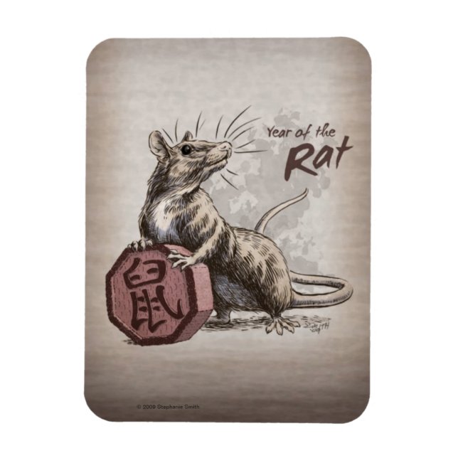 Year of the Rat Chinese Zodiac Art Magnet (Vertical)