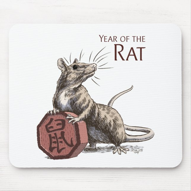Year of the Rat Chinese Zodiac Art Mouse Mat (Front)