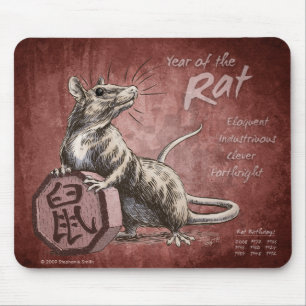 Year of the Rat Chinese Zodiac Art Mouse Mat