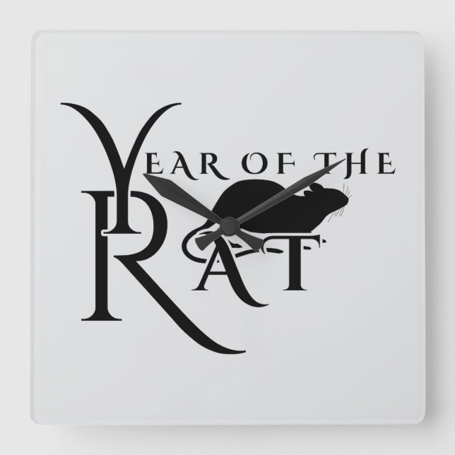 Year of the rat square wall clock (Front)