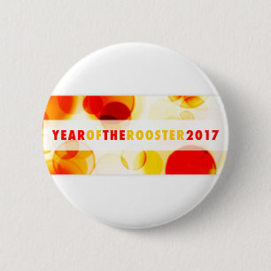 year of the rooster 2017 (bokeh) 6 cm round badge