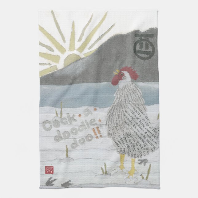 Year of the Rooster, Rooster, Chicken Tea Towel (Vertical)