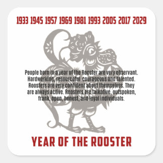 Year of The Rooster Traits Square Sticker