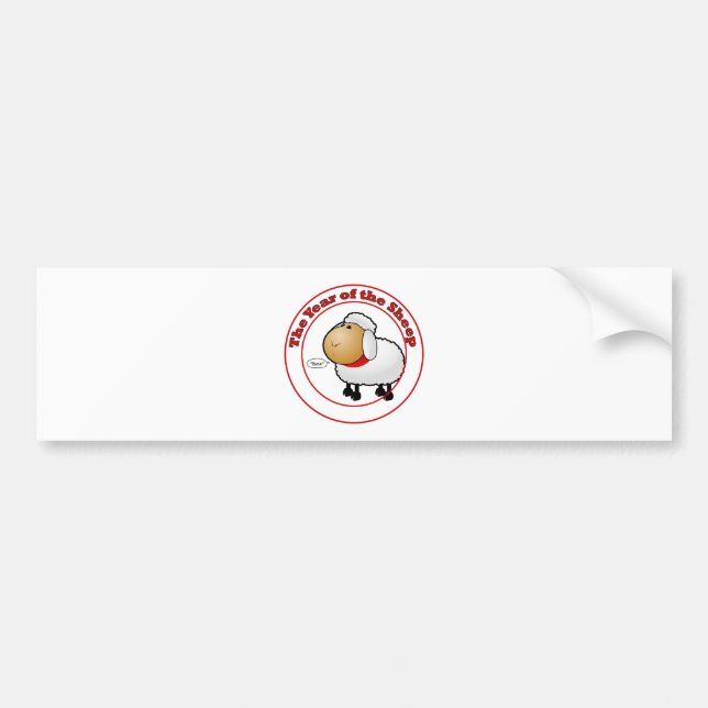 Year of the Sheep Cartoon Bumper Sticker (Front)