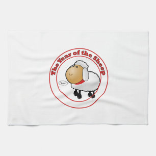 Year of the Sheep Cartoon Tea Towel