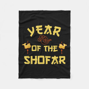 Year Of The Shofar Funny Chinese Jewish New Year H Fleece Blanket