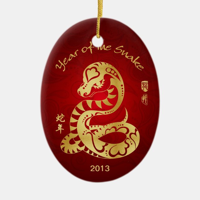 Year of the Snake 2013 - Chinese New Year Ceramic Tree Decoration (Front)