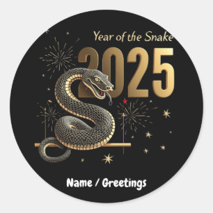 Year of the Snake 2025 Chinese Zodiac Customisable Classic Round Sticker