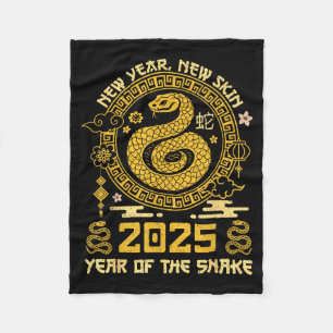 Year Of The Snake 2025 Happy Lunar Chinese New Yea Fleece Blanket