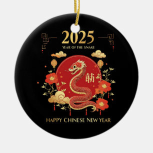 Year Of The Snake 2025 Lunar New Year Chinese New Ceramic Tree Decoration