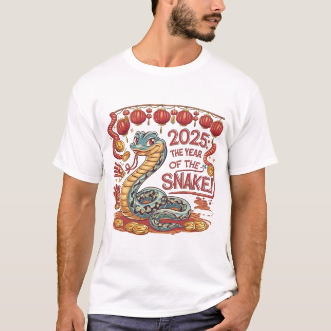 Year Of The Snake 2025 Lunar New Year Chinese New  T-Shirt (Front)