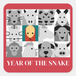 YEAR OF THE SNAKE 2025 SQUARE STICKER