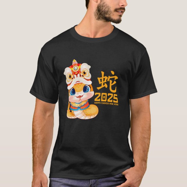 Year Of The Snake 2025 Zodiac Happy Chinese New Ye T-Shirt (Front)