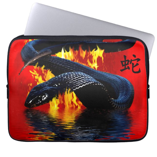 Year of the Snake Black Snake Chinese New Year Laptop Sleeve (Front)