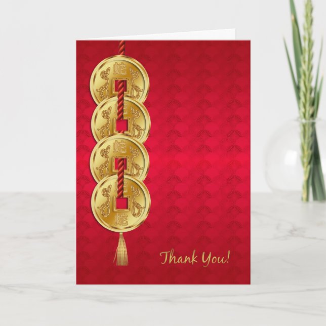 Year Of The Snake, Chinese New Year Business Thank Thank You Card (Front)