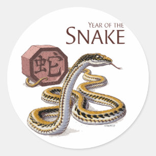 Year of the Snake Chinese Zodiac Art Classic Round Sticker