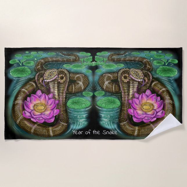 Year of the Snake Chinese Zodiac Beach Towel (Front)