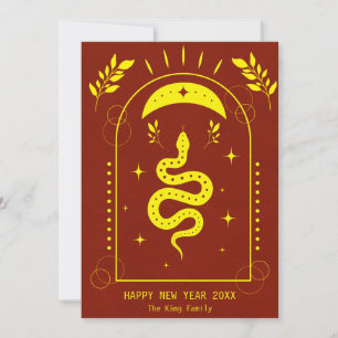 Year of The Snake Red Chinese New Year 2025 Holiday Card