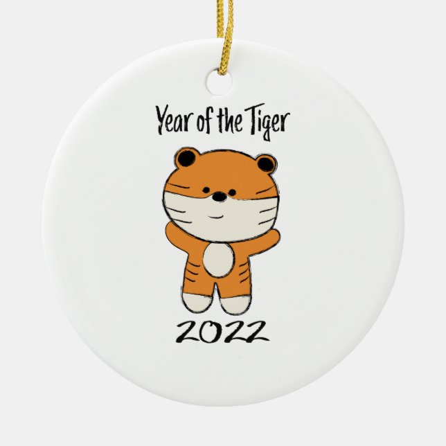 Year of the Tiger 2022 Ceramic Tree Decoration (Front)