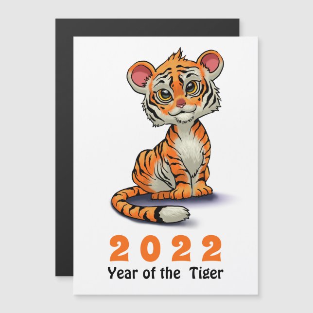 Year of the Tiger 2022 Cute Orange Cartoon Cub (Front/Back)