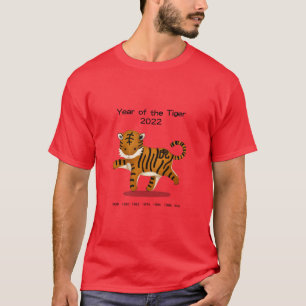 Year of the Tiger 2022 Cute Zodiac Animal Red T-Shirt