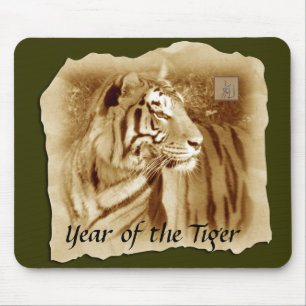 Year of the Tiger-Chinese Astrology/vintage Mouse Mat