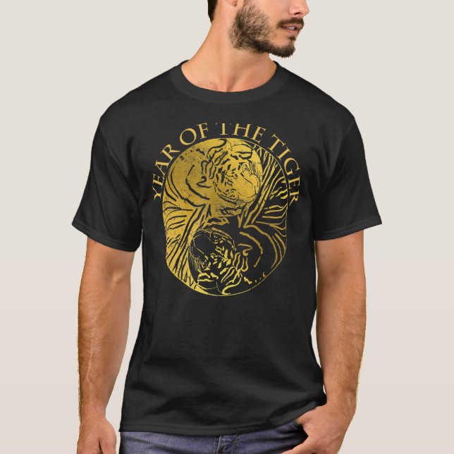 Year Of The Tiger Ying And Yang Artwork Sleeping T T-Shirt (Front)