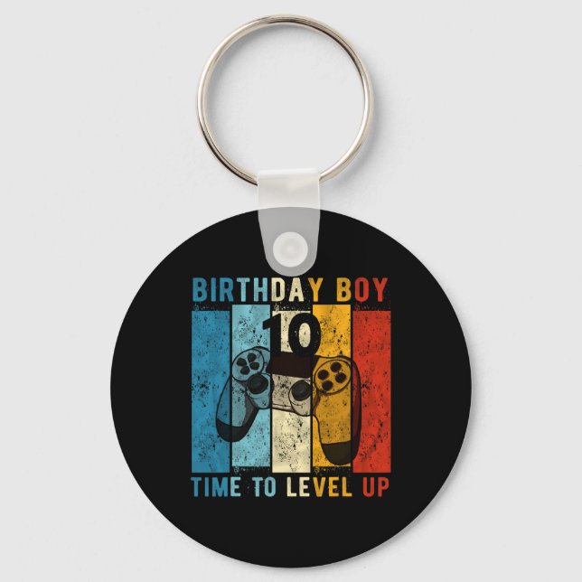Year Old Birthday Boy 10 Time To Level Up 10th Bir Key Ring (Front)