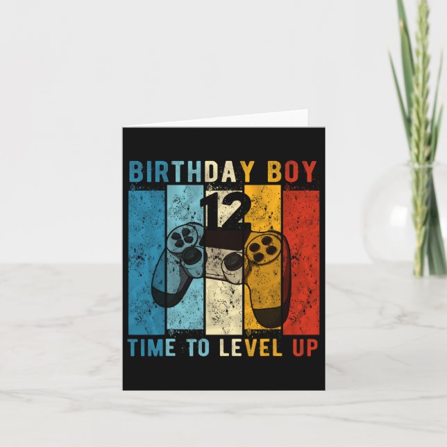 Year Old Birthday Boy 12 Time To Level Up 12th Bir Card (Front)